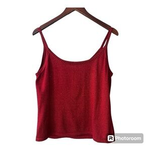 Emma James Red with Rhinestones Tank Top Size XL